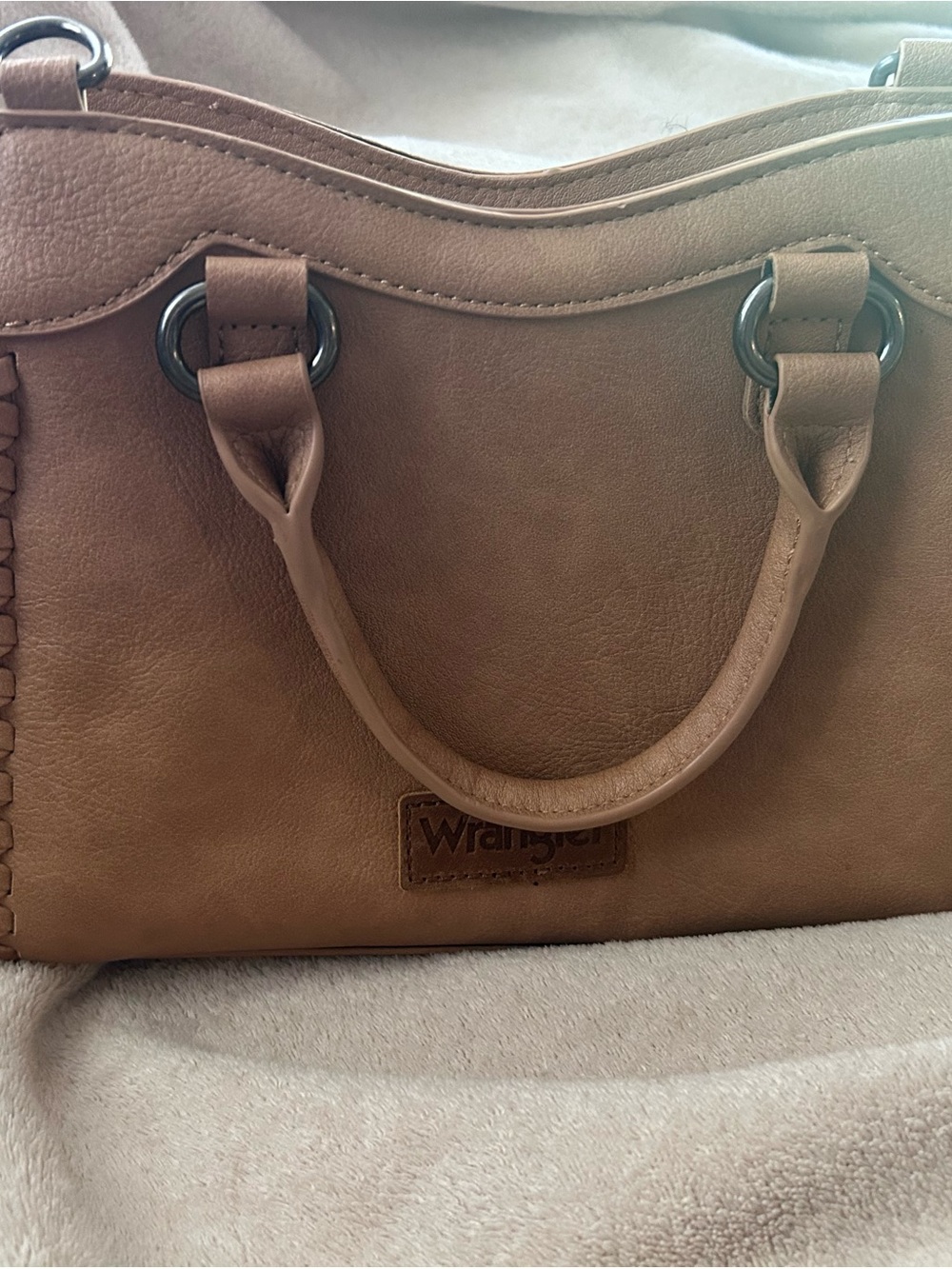 Wrangler Tan Satchel with Contrasting Metal Rings